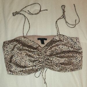 Forever 21 Animal Print Drawstring Crop Top